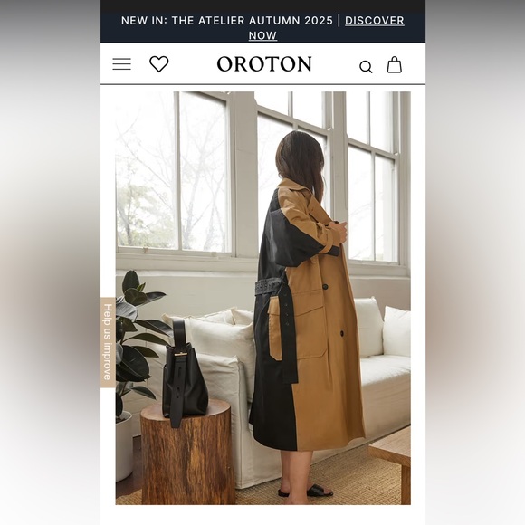 OROTON 2-COLOUR TRENCH COAT OVERSIZED - Picture 3 of 15
